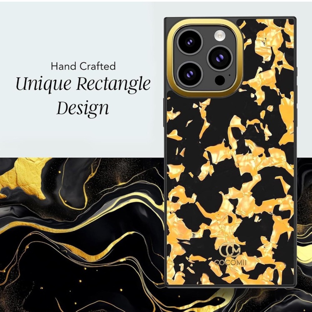 For iPhone 15 Pro Max | Black and Gold Phone Case